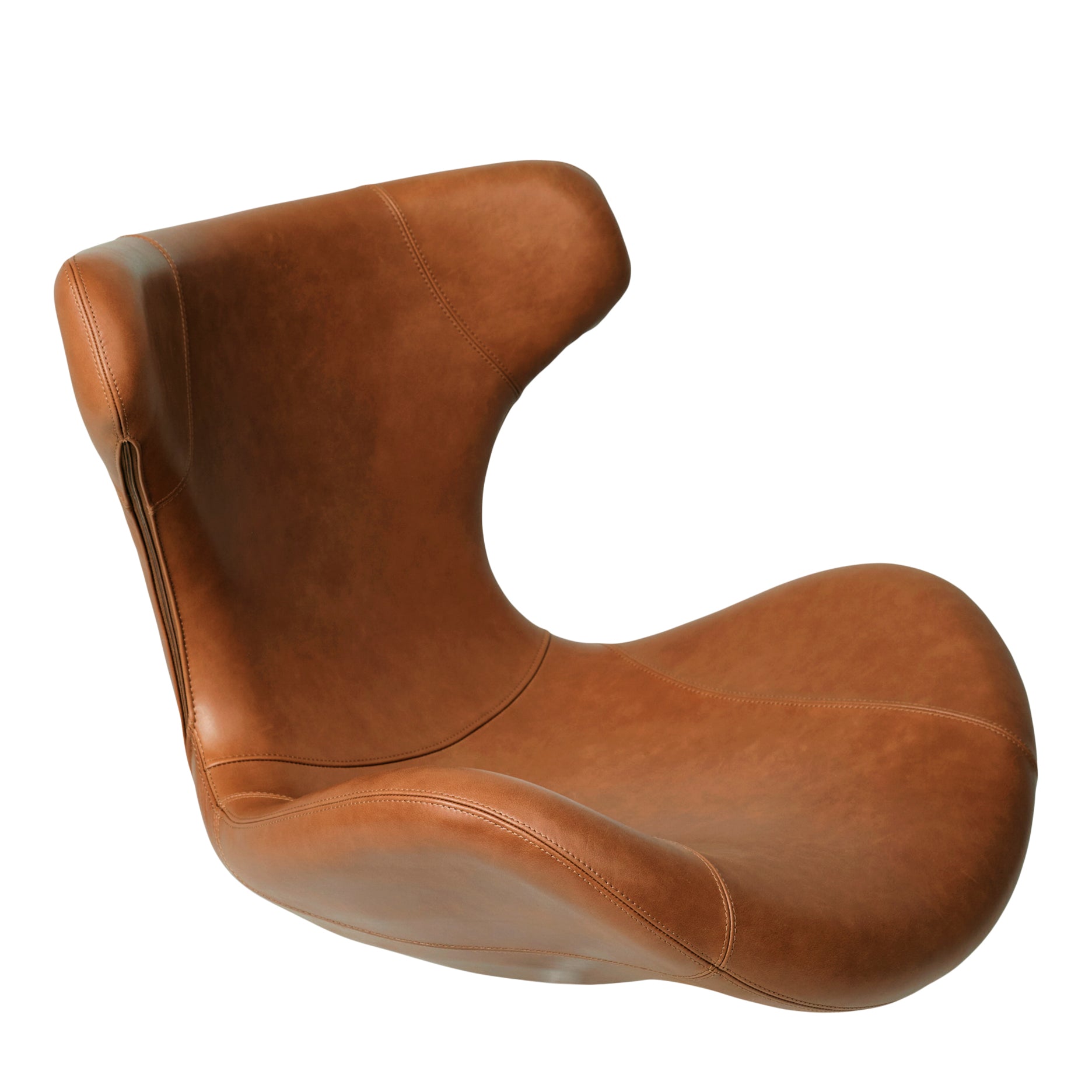 Kato loungestol læder m. sort drejesokkel